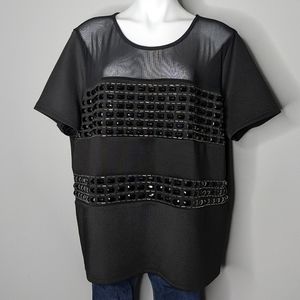 Eloquii black embellished blouse top 24